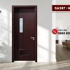 Cửa composite SA307 M19 cao cấp, ô kính và nan chớp hiện đại